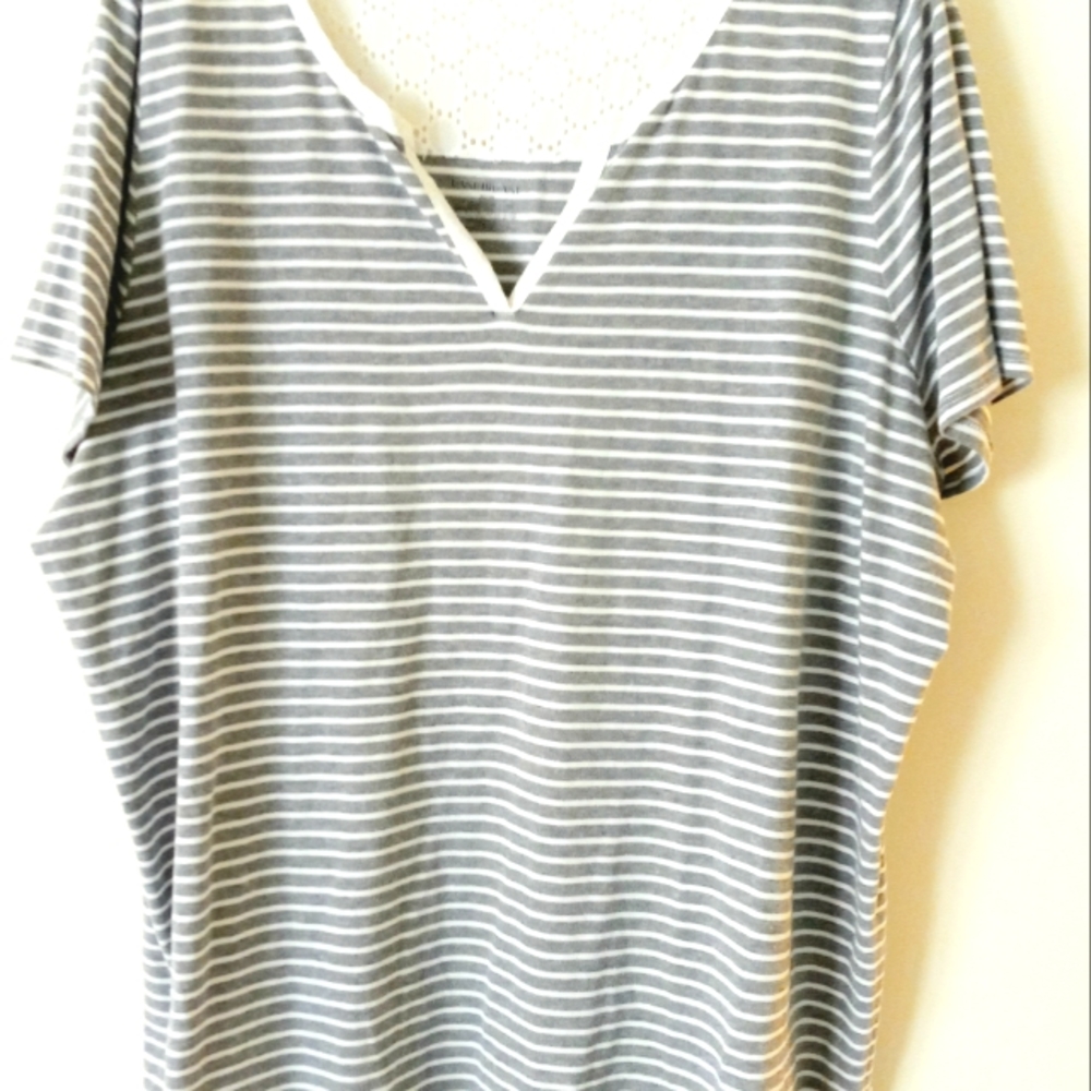 Lane Bryant 26/28 scoop vneck cap sleeve top with back shoulde…